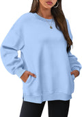 Womens Oversized Fleece Sweatshirt Crewneck with Pockets - Cozy Layer