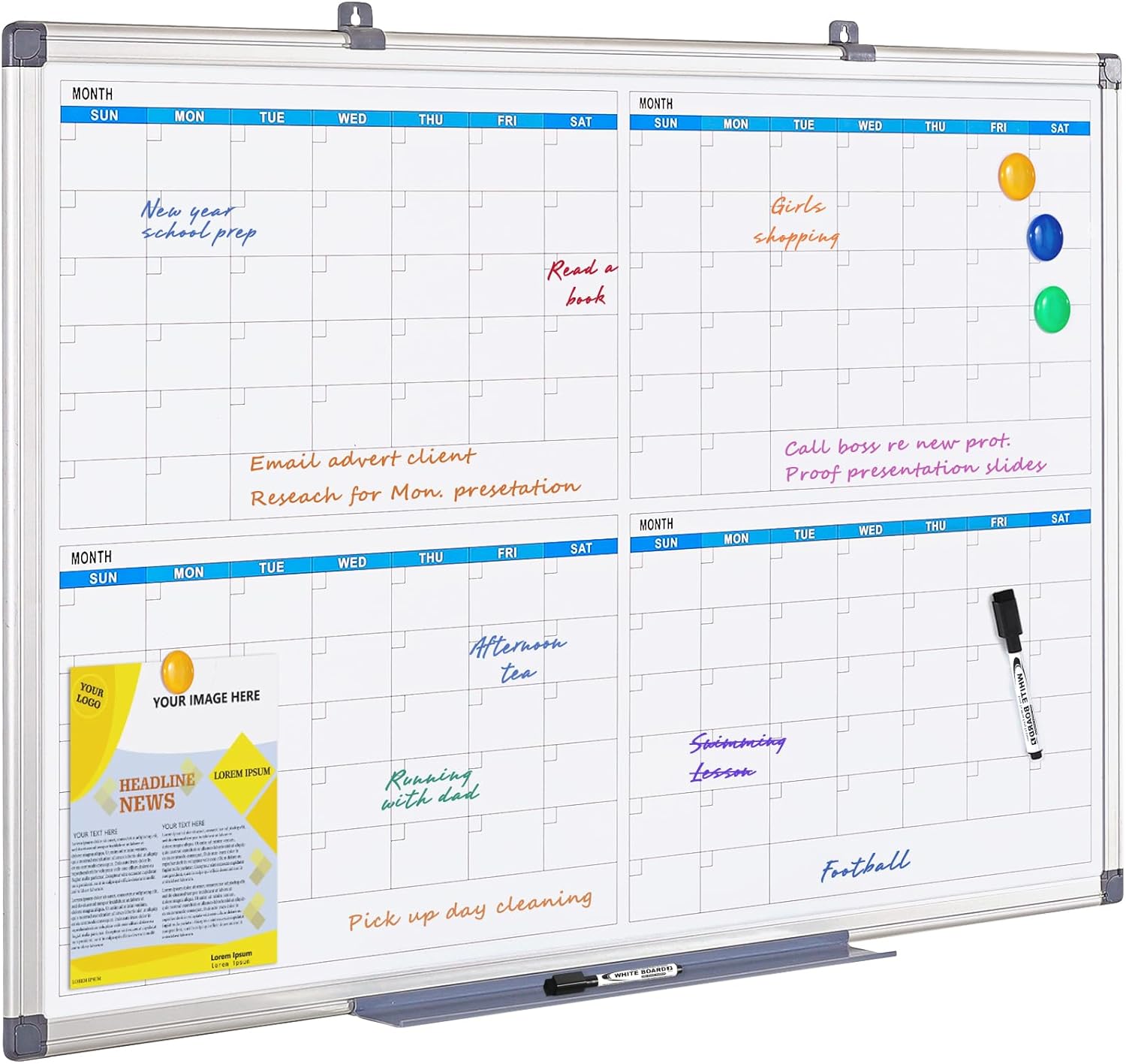 MAKELLO Large Magnetic Dry Erase Calendar for Home and Office