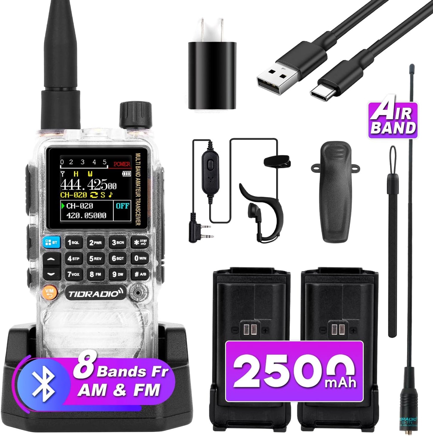 TIDRADIO TD-H3 GMRS Radio with NOAA Weather Receiver and Scan
