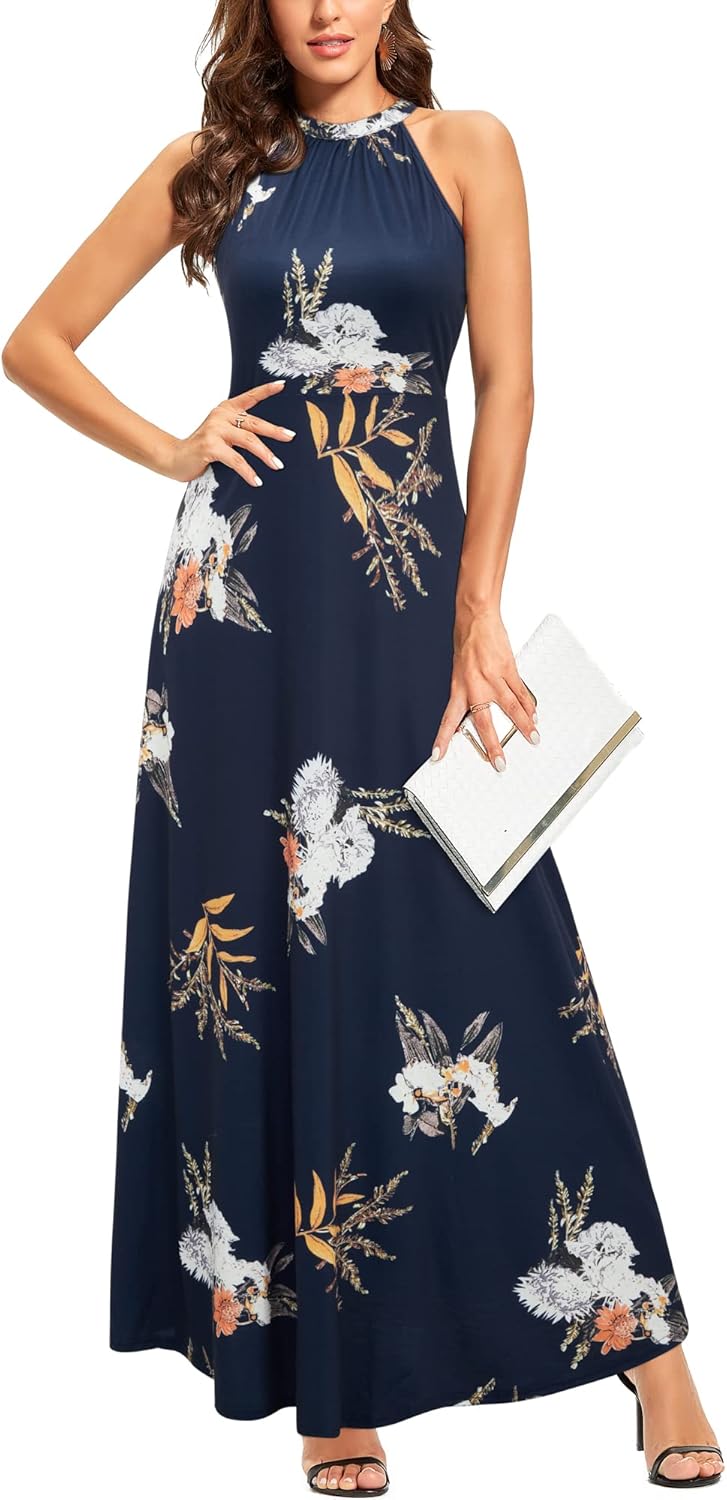 Stylish Floral Halter Neck Maxi Dress for Summer 2025 Events