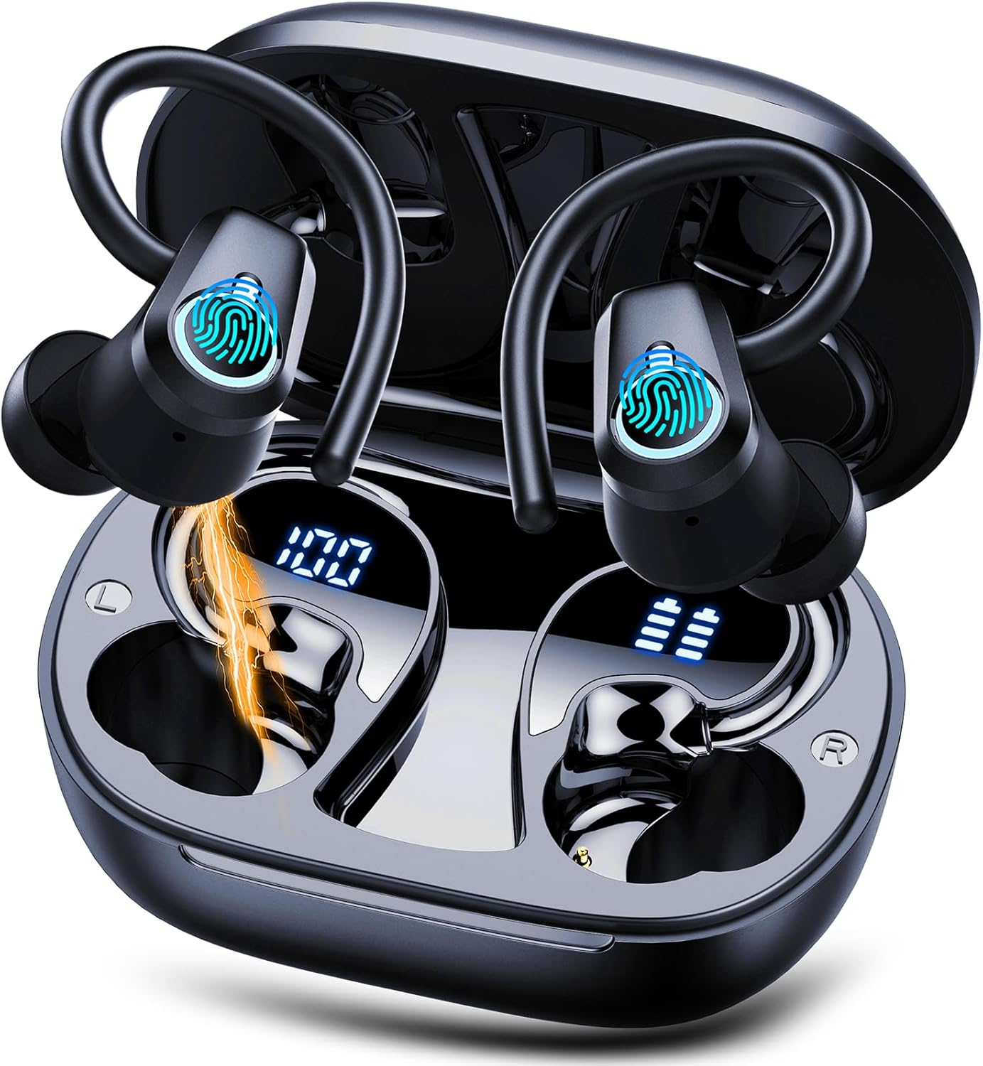 Poounur Wireless Earbuds: 50H Playtime, HD Stereo, IP7 Waterproof