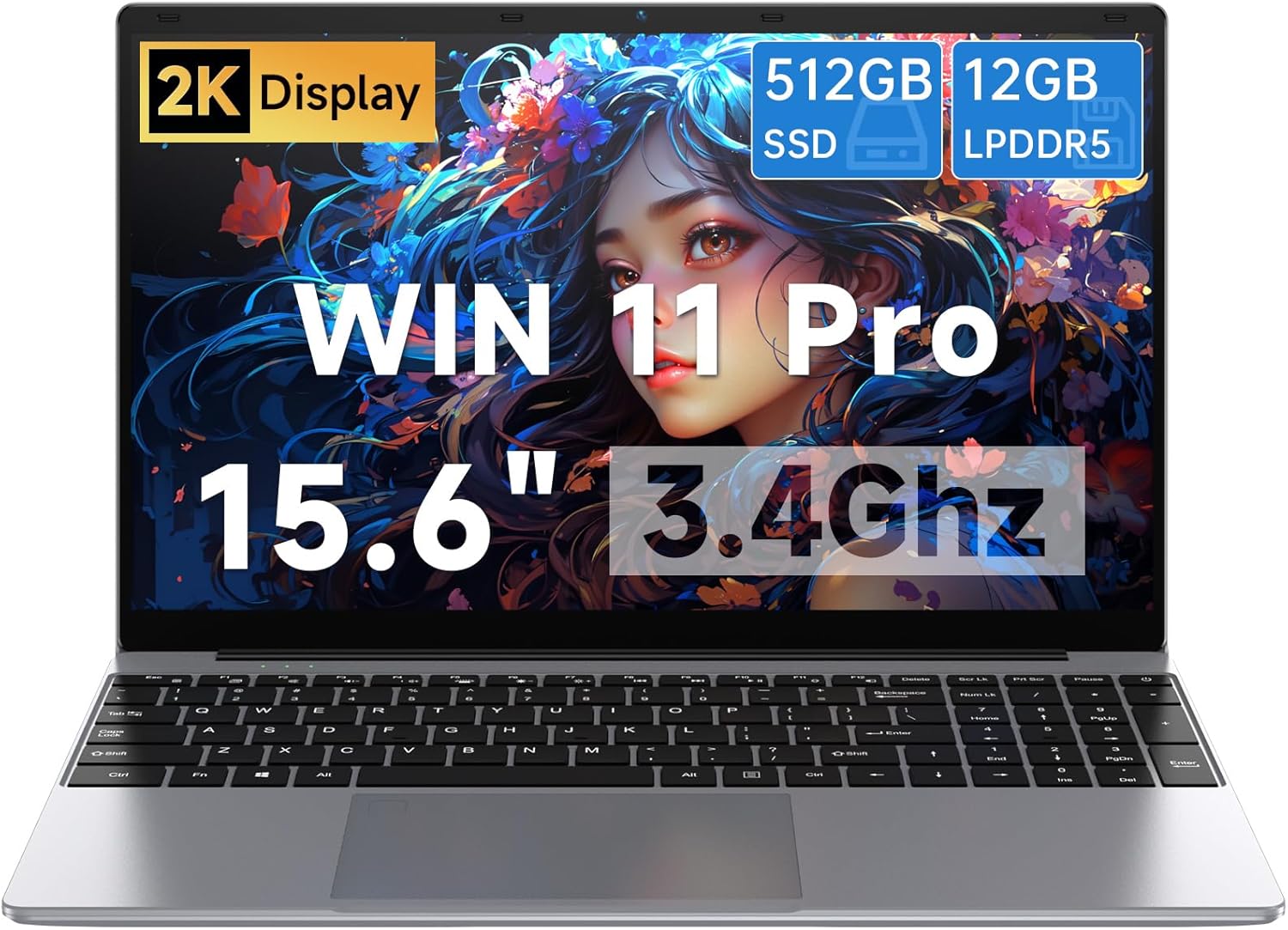 15.6 Inch Laptop with Win 11 Pro and Powerful Celeron N100