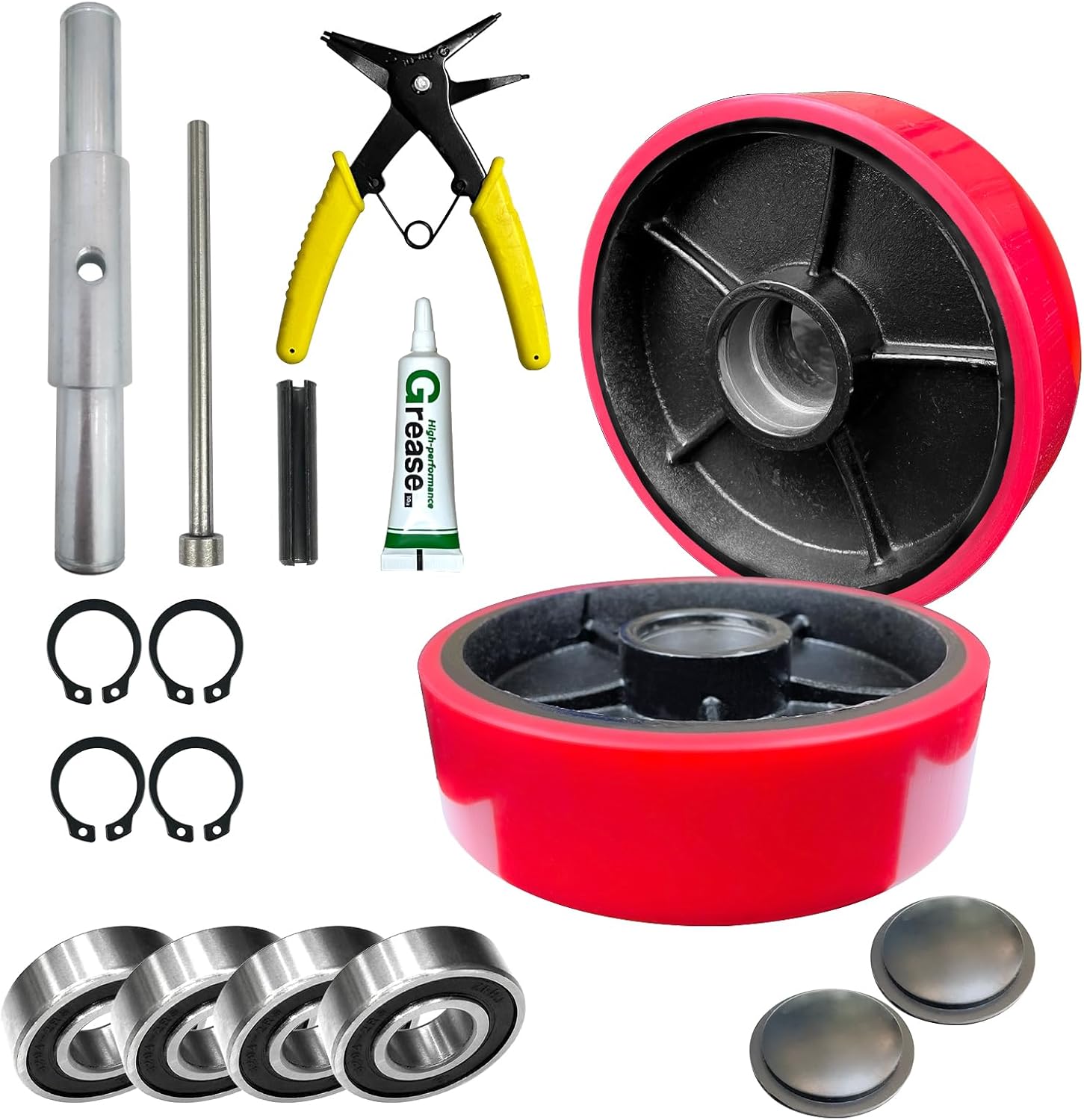 2pcs Pallet Jack Steer Wheel Set for Smooth Transporting