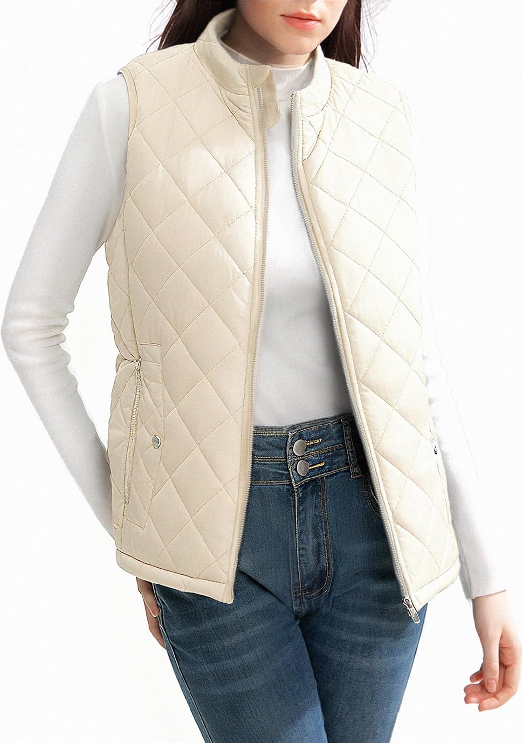 Women's Quilted Puffer Vest with Pockets for Stylish Comfort
