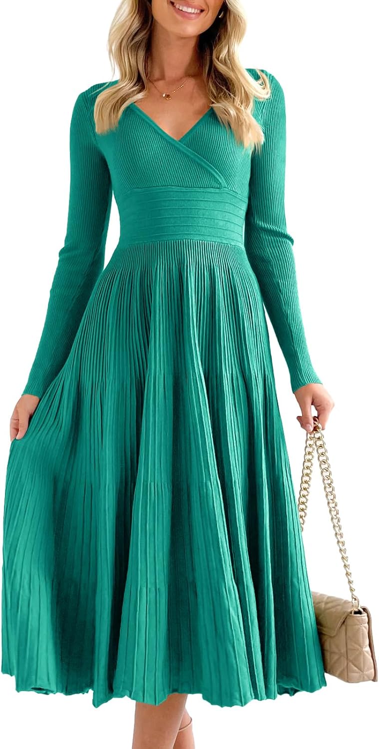 Saodimallsu Womens Long Sleeve Midi Sweater Dress for Elegance