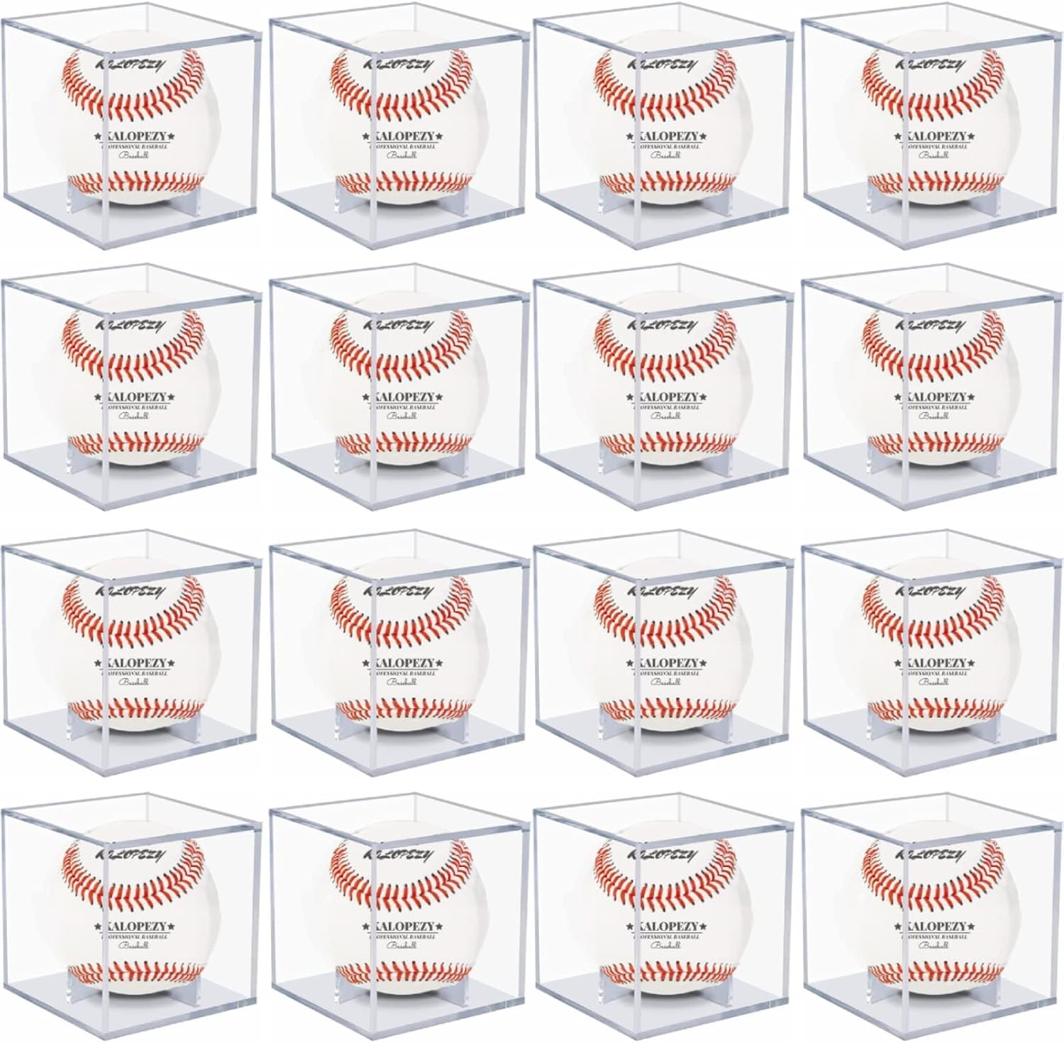 16 Pack Baseball Display Case for Official Size Baseballs