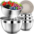 Stainles Steel Mixing Bowls with Lids Set 5-Piece - Stackable