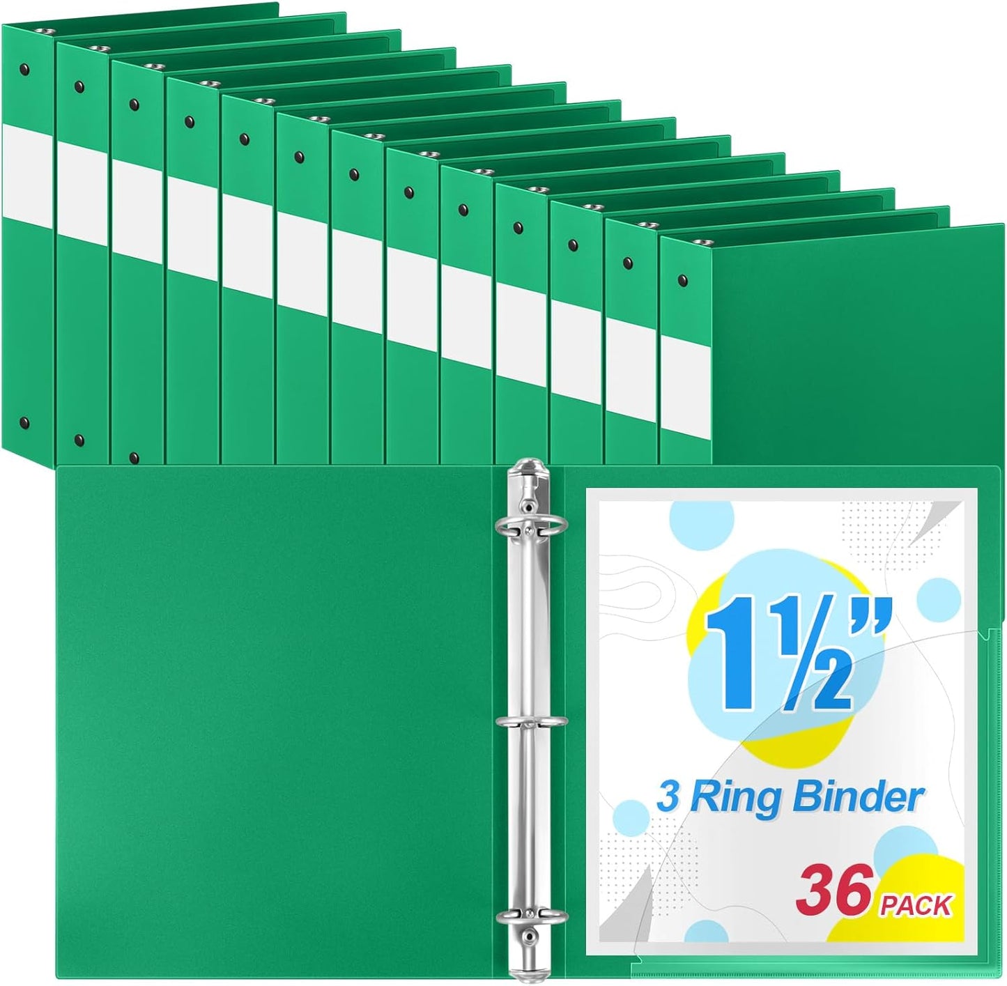 Henoyso 36 Pcs 1.5 Inch Plastic Flexible Round Binder Set