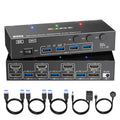 KVM Switch 2 Monitors 3 Computers HDMI + DisplayPort - Dual 8K/4K KVM