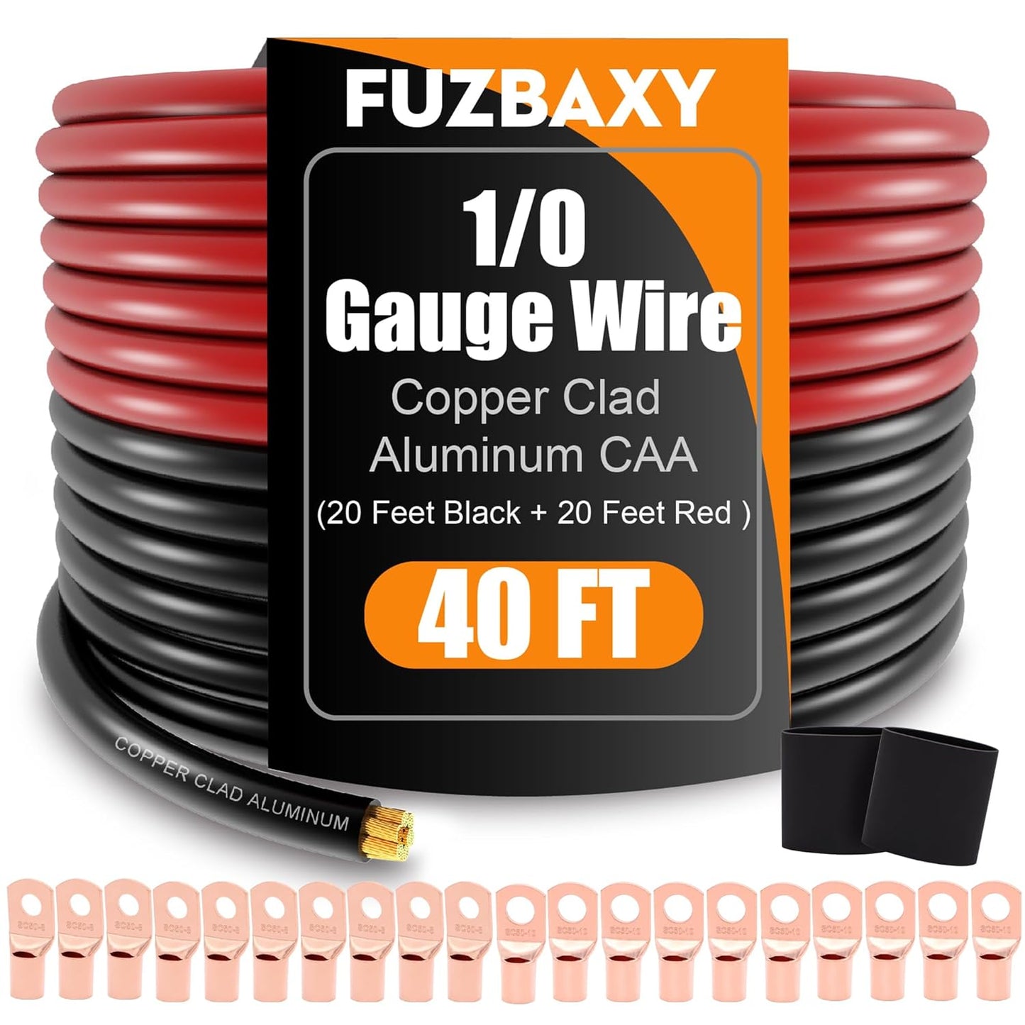 AWG 0 Gauge Wire Set with Connectors for Automotive Use