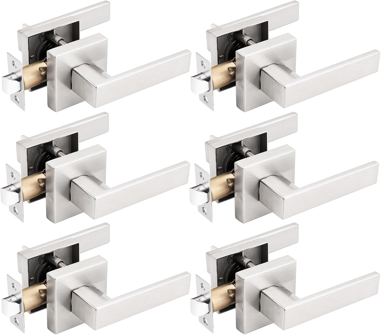 Gobrico Satin Nickel Passage Door Handles for Interior Doors
