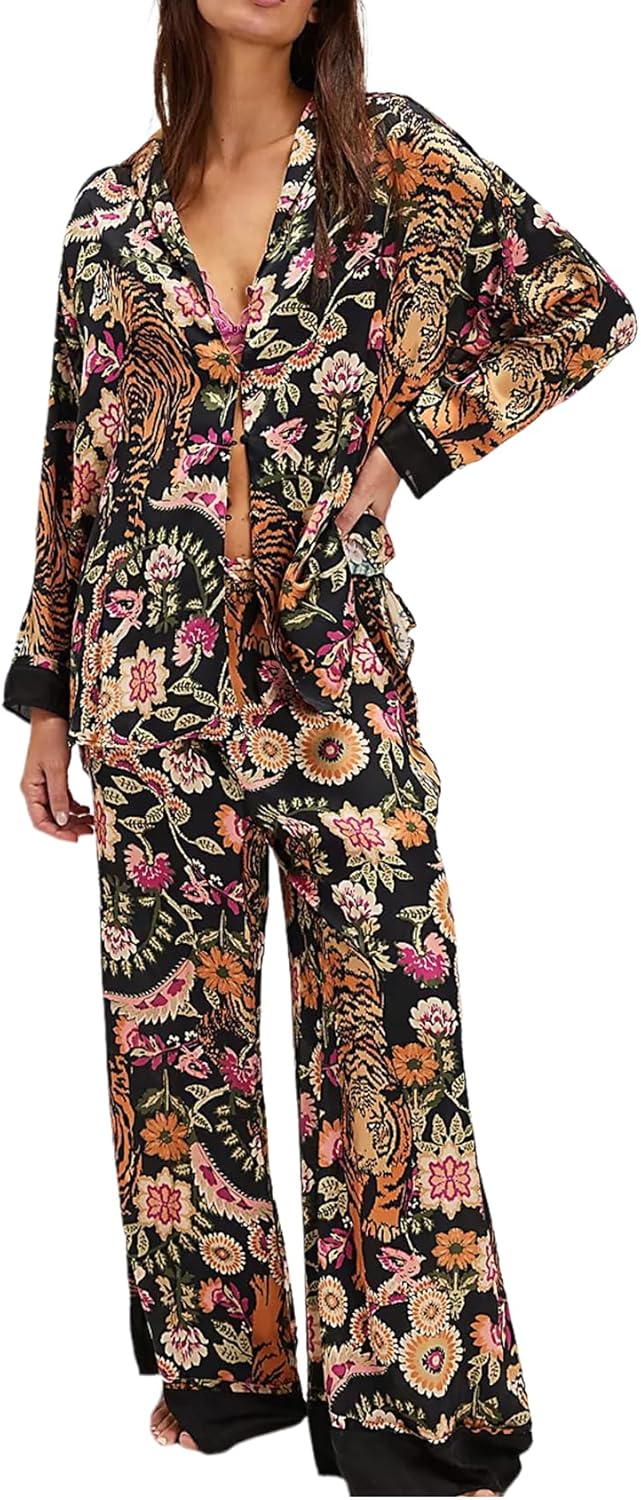 Arssm Women Satin Silk Pajama Set for Cozy Sleepwear Style