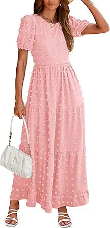BTFBM Women Summer Boho Maxi Dress with Pocket for Casual Wear