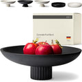 Concrete Fruit Bowl for Kitchen Counter - Large Black Pedestal Bowl