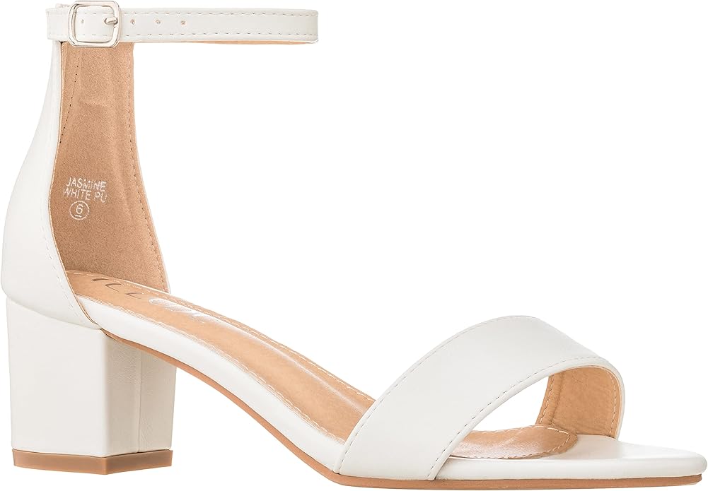Womens Fashion Ankle Strap Kitten Heel Sandals - Adorable Block Heel