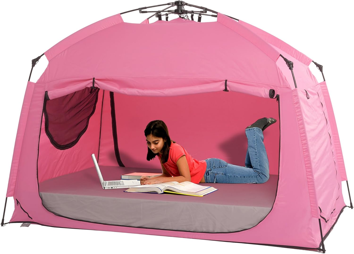 Instant Privacy Pink Bed Tent: Spacious 3-Door Design