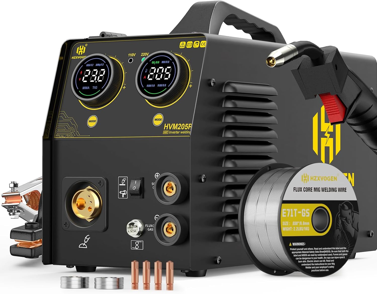 H HZXVOGEN 205A MIG Welder: Versatile 5 in 1 Welding Machine