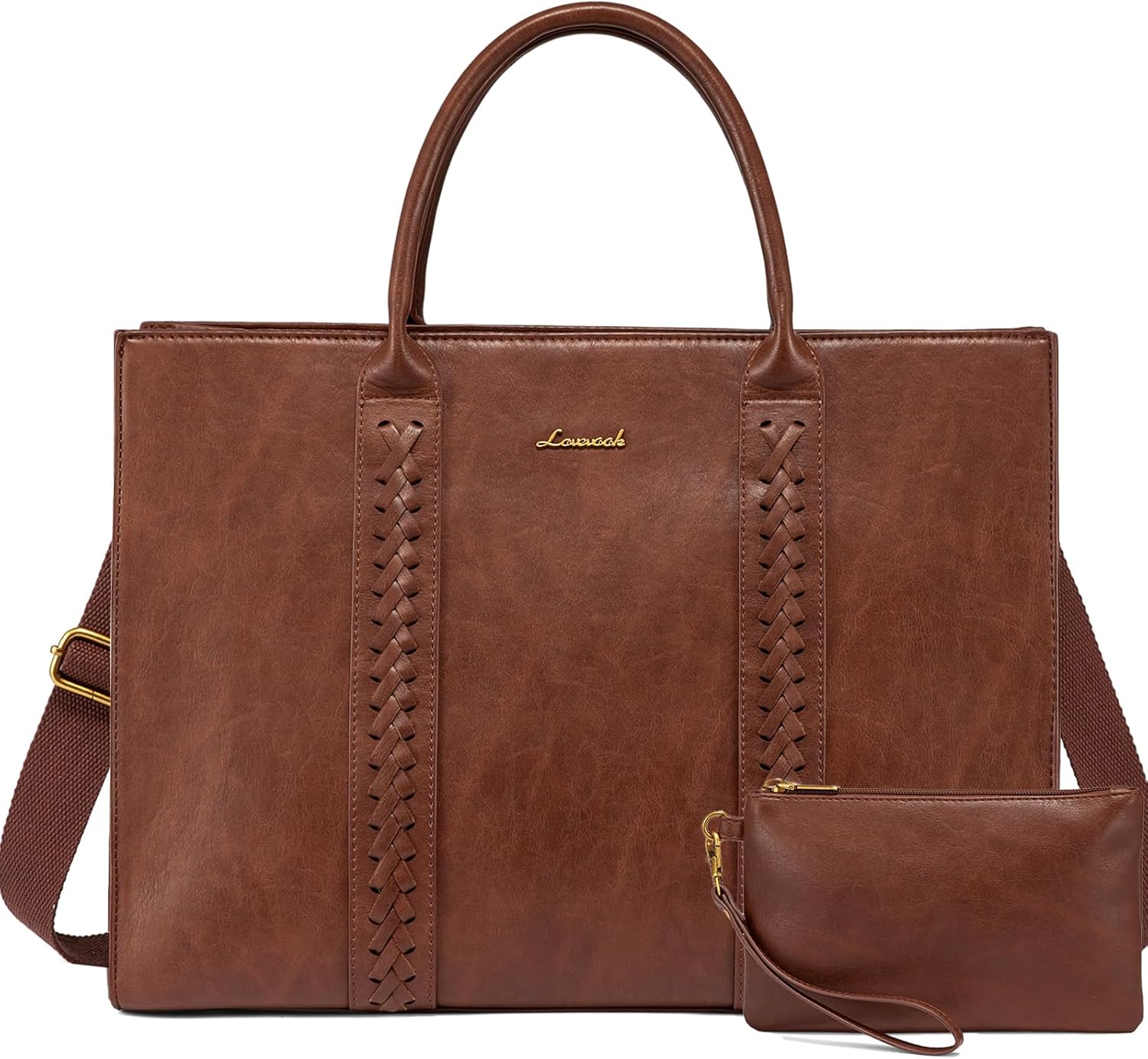 LOVEVOOK Vintage Leather Laptop Tote - Stylish & Spacious!