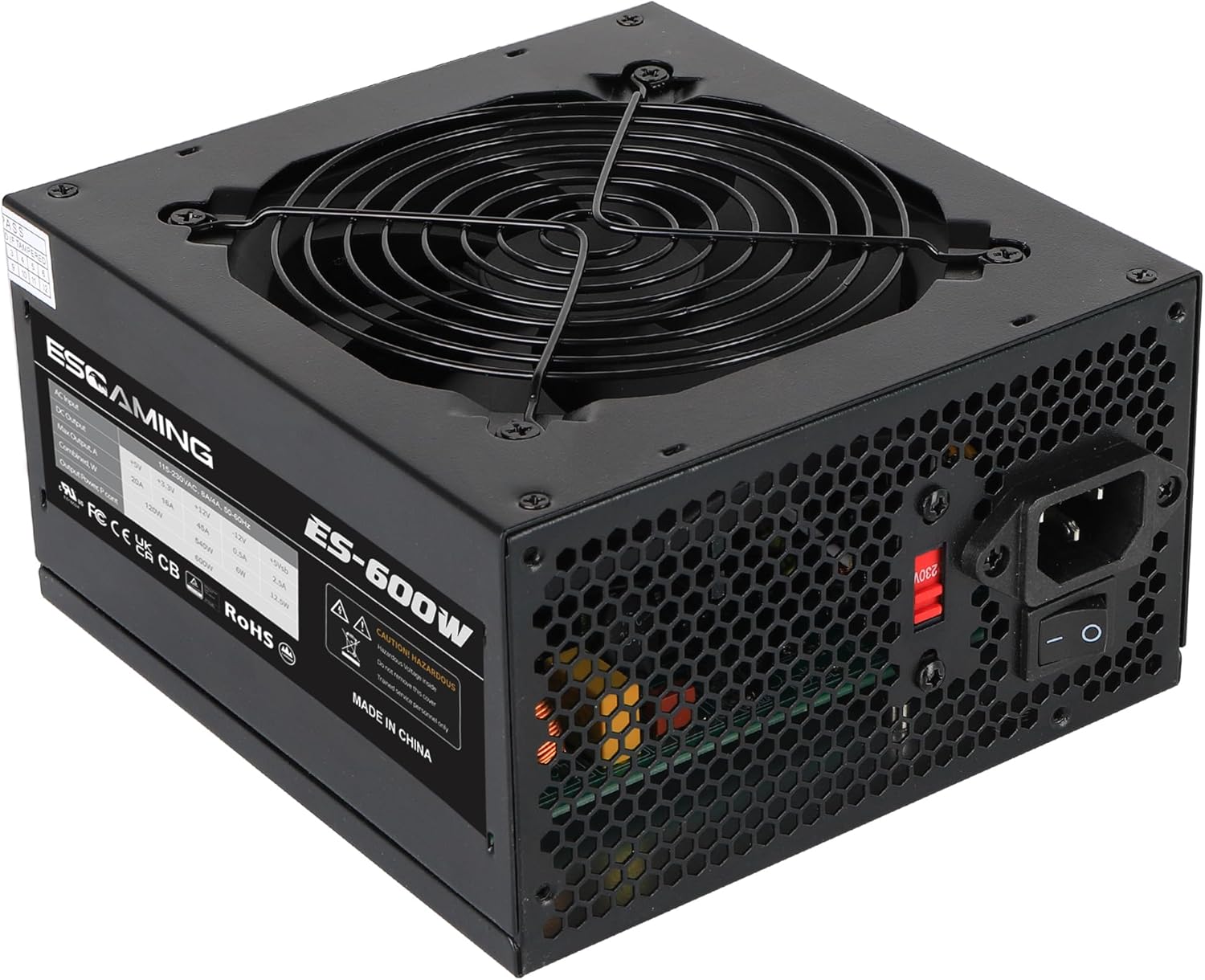 600W ATX Power Supply with Ultra Quiet Cooling Fan and Protections