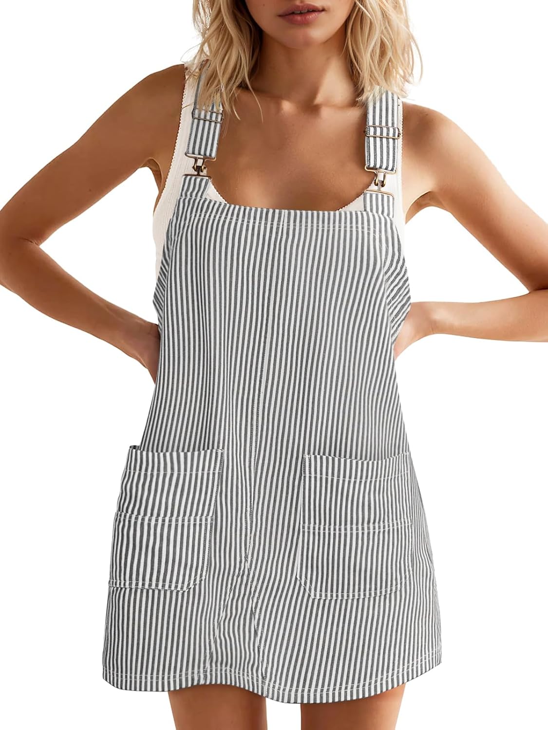Yousify Womens Casual Denim Dress with Adjustable Straps