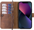 Genuine Premium Leather Wallet Case for iPhone 13 Pro Max - Detachable