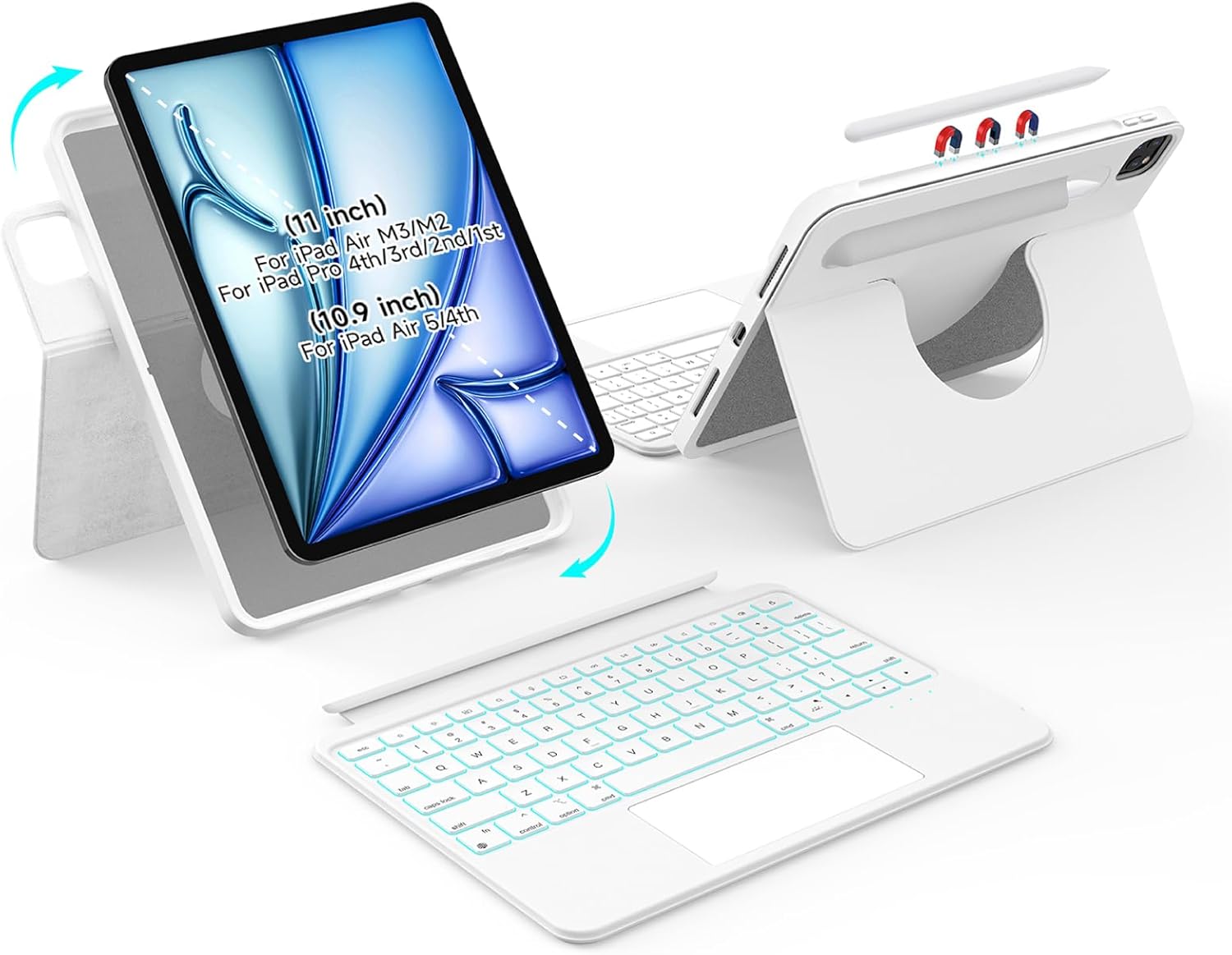 360 Full Protect Rotatable Magnetic Keyboard Case for iPad Air