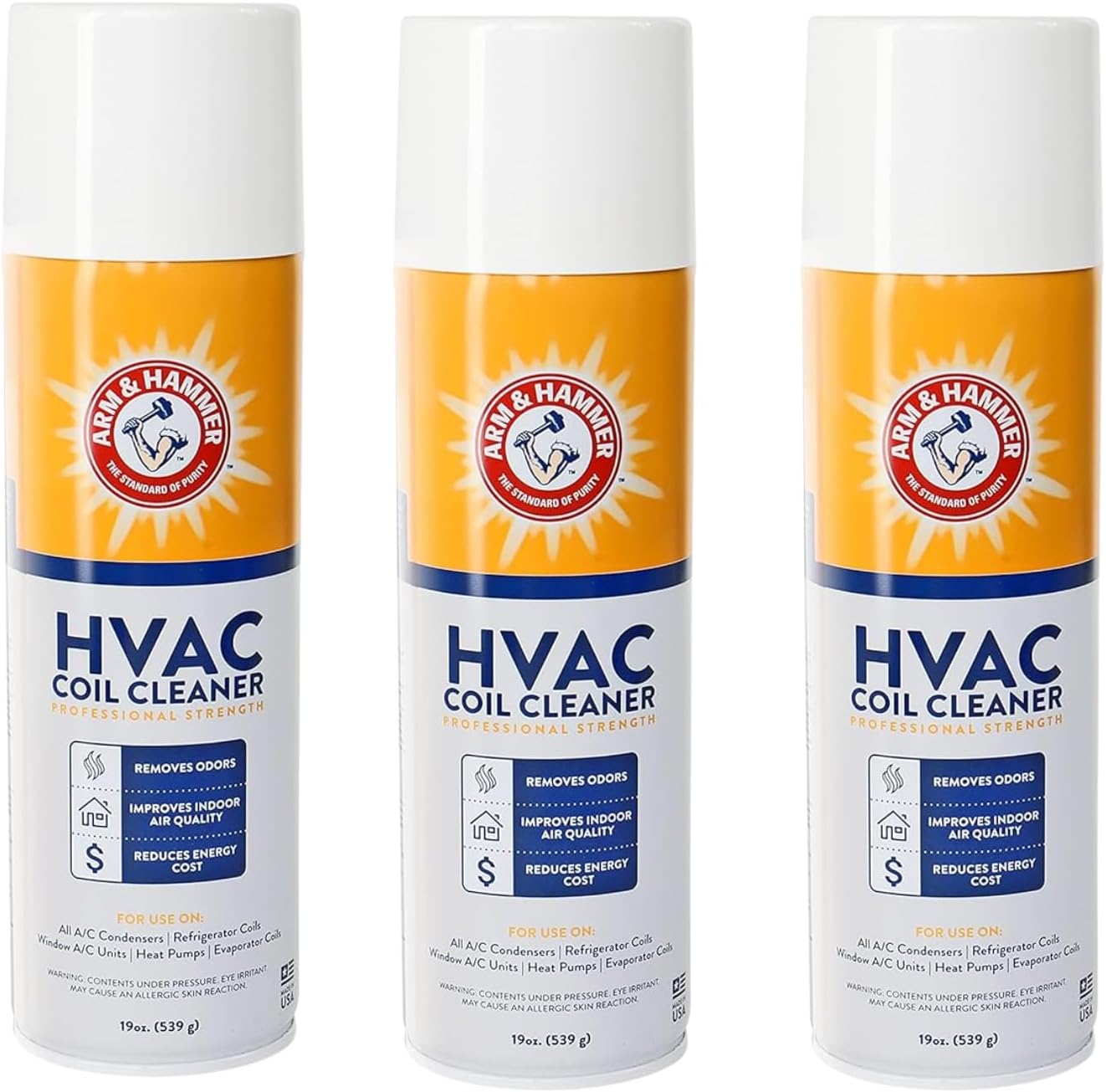 Arm & Hammer Biodegradable HVAC Coil Cleaner Foam Spray 3 Pack