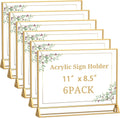 Clear Acrylic Sign Holder 11x8.5 Horizontal Double Sided Gold Frame