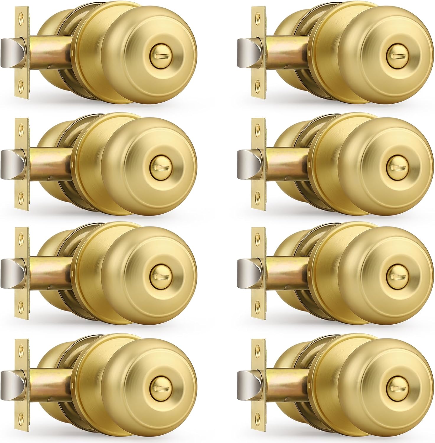 Probrico Brushed Brass Bed/Bath Knobs for Interior Doors