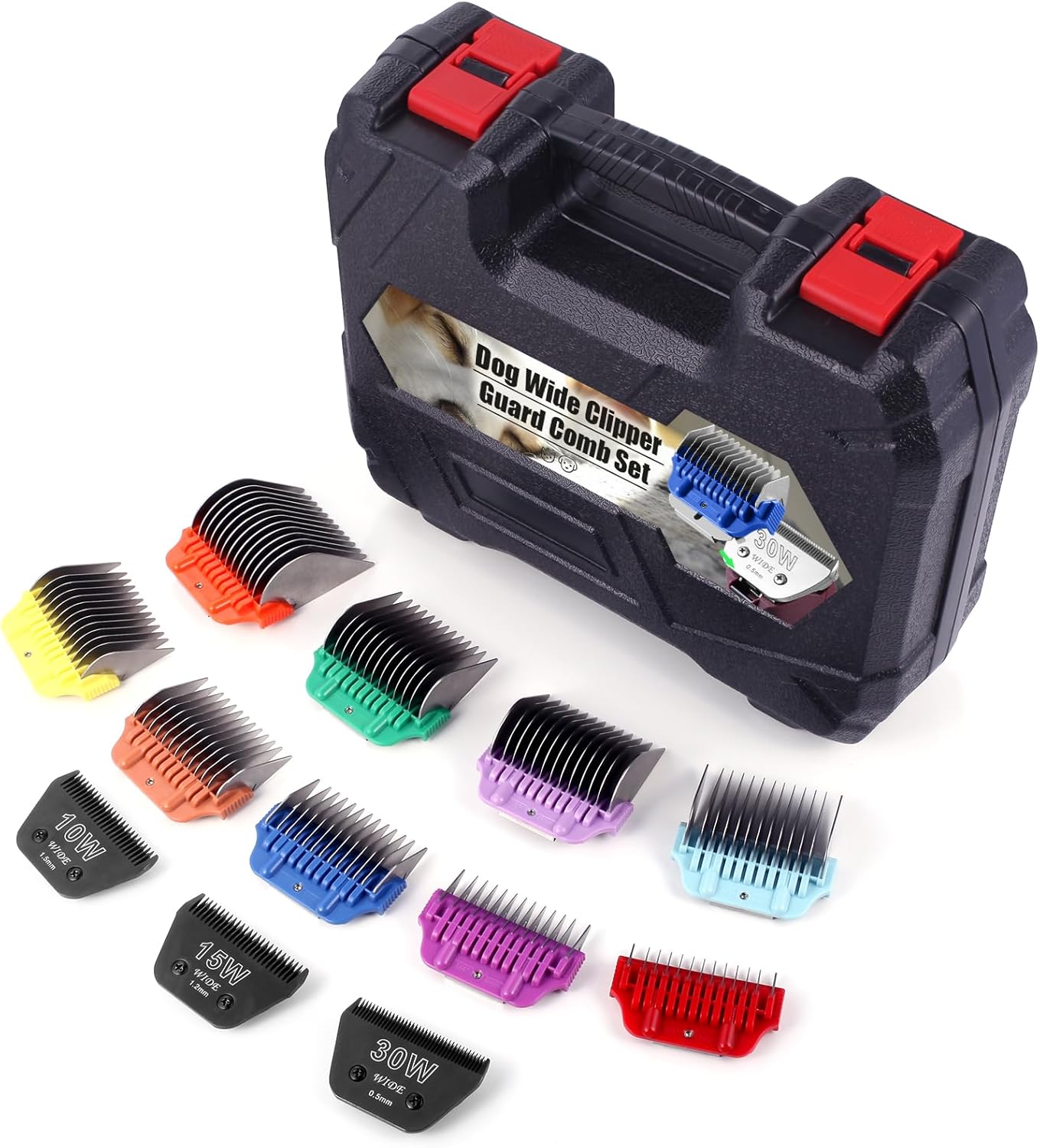 Black Wide Clipper Blade & Stainless Steel Guard Comb Set