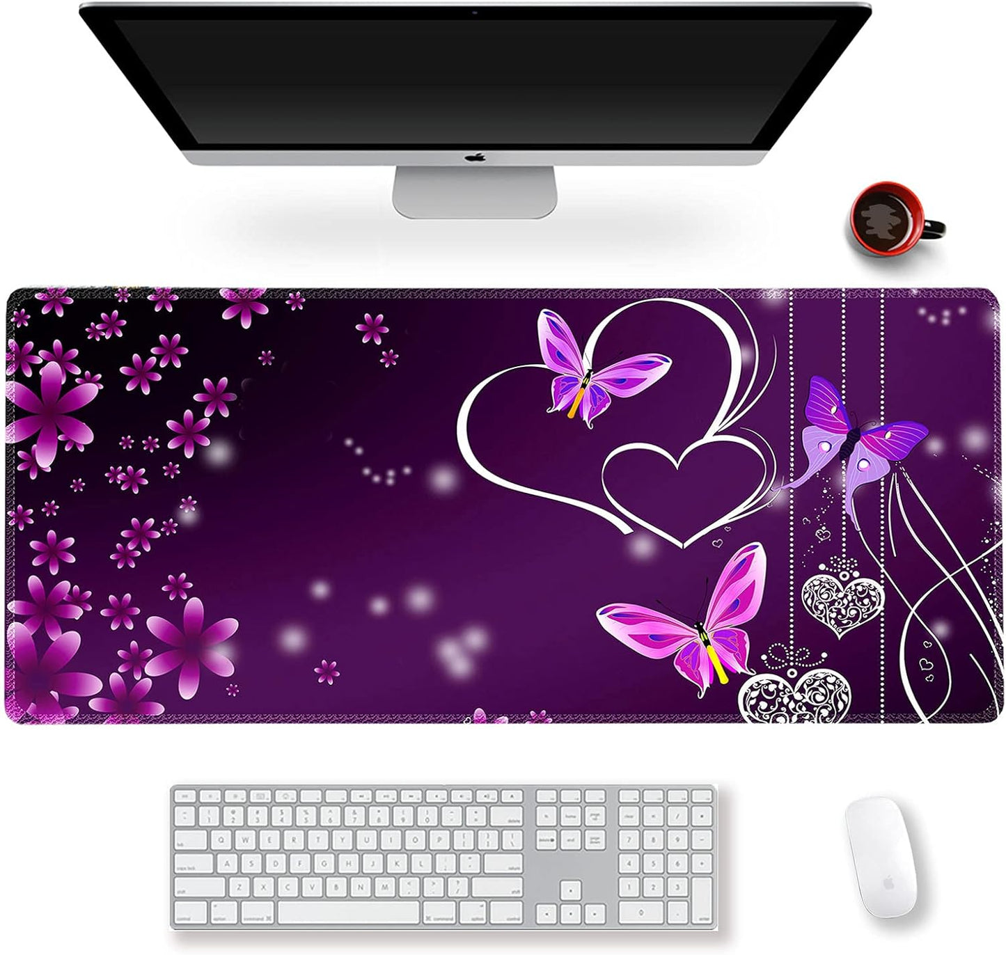 ARTSO Purple Heart Butterfly XXL Desk Pad - Ultimate Workspace Upgrade!