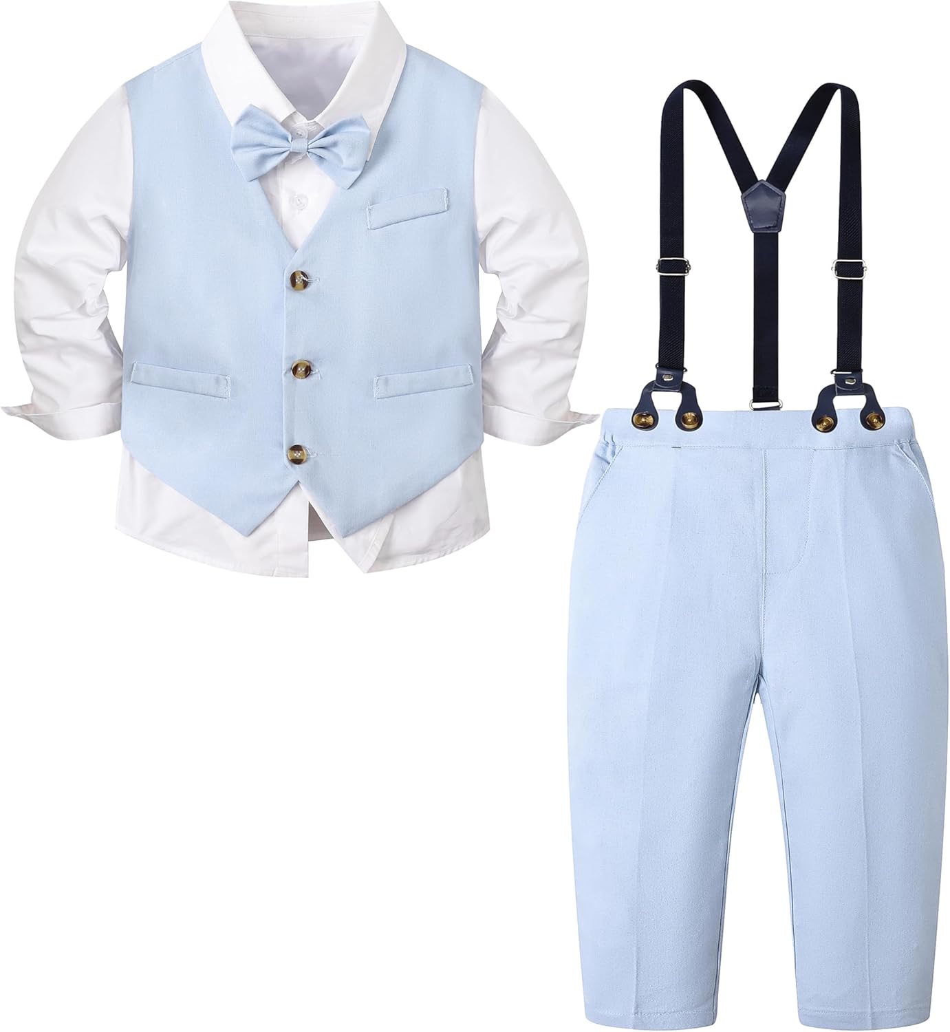 SANGTREE Boys Cotton Linen Suit Set for Weddings and Parties
