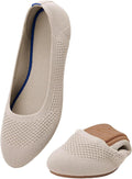 Puxowe Womens Ballet Flat Shoes Round Toe Knit Slip On (Style DY8F)