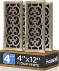 4x12 in Walkable Floor Register 4 Pack - Heavy Duty Antique Brass
