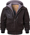 FLAVOR Men's Leather Flight Bomber Jacket Aviator - Warm, Classic Fit