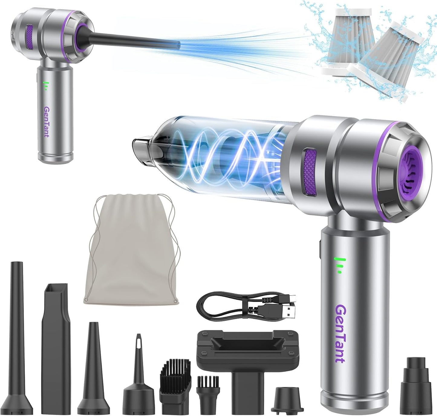 GenTant Cordless Car Vacuum - Powerful 3-in-1 Cleaning