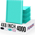 Fuxury Teal Bubble Mailers 4x8 in 4000 Pack - Durable, Lightweight