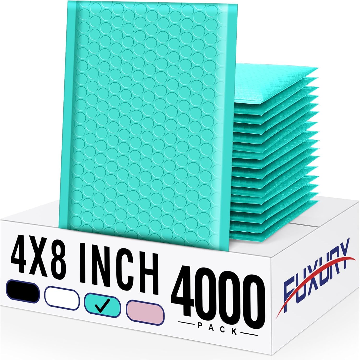 Fuxury Teal Bubble Mailers 4x8 Inch for Small Business Shipping