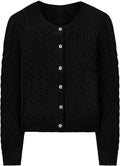 Cable Knit Cardigan Sweater - Cropped Button Up for Fall