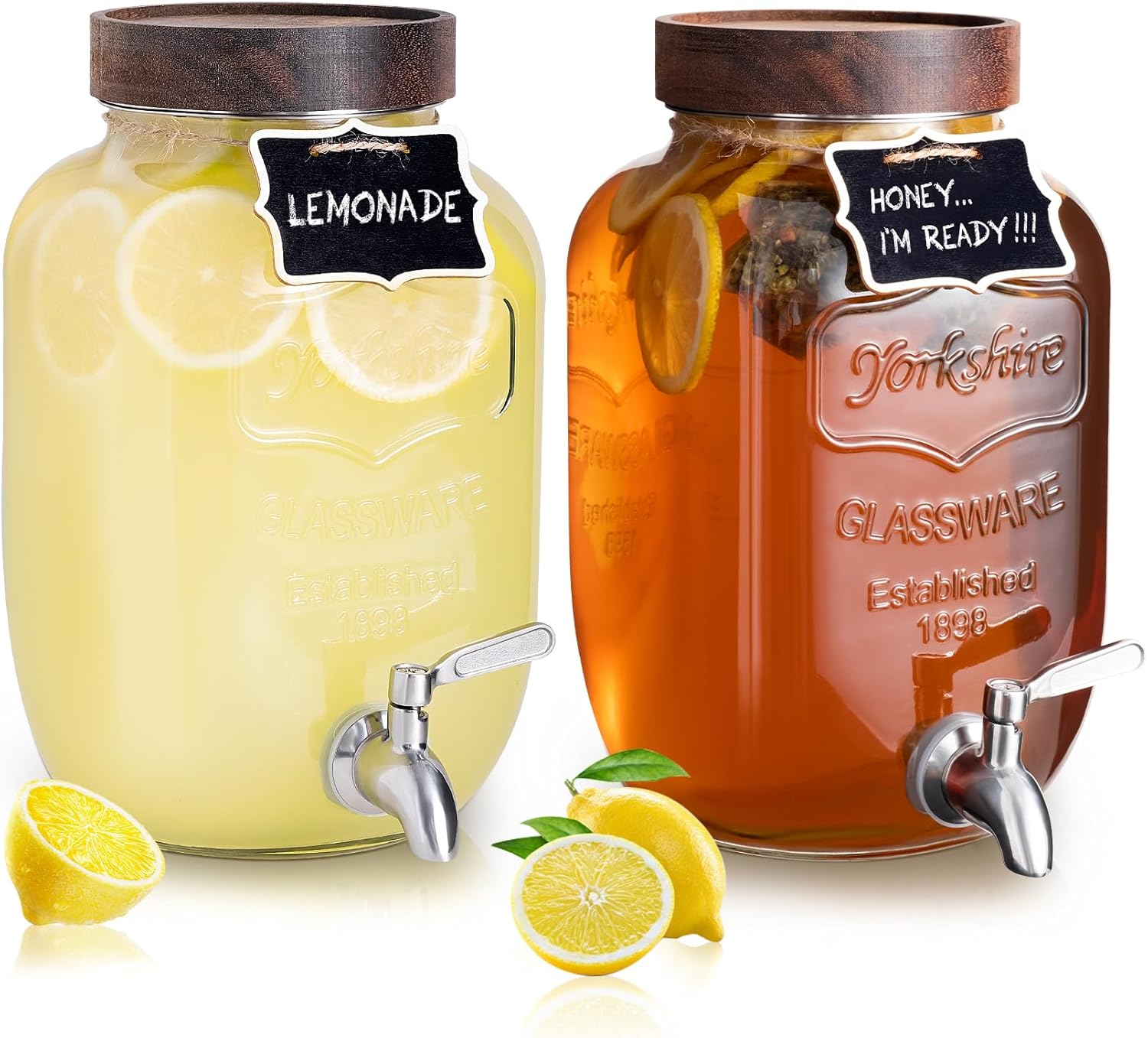 Mustry Glass Drink Dispenser Set for Parties and Events