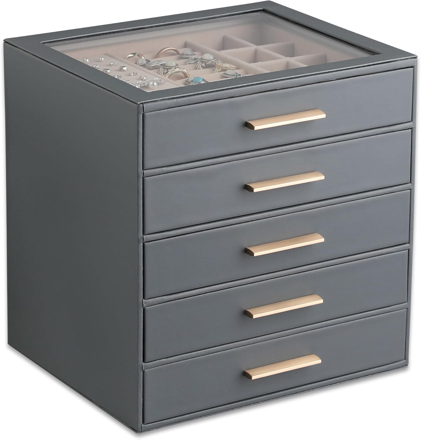 Frebeauty Clear Lid Jewelry Box: 5-Layer Organizer for Women