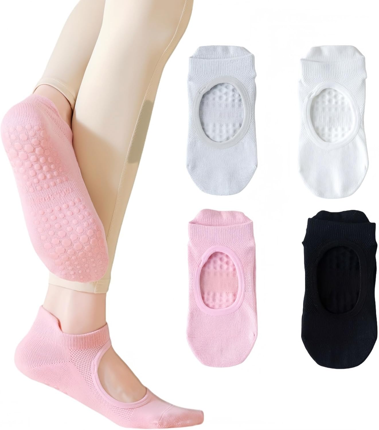 Cute Ruffle Pilates Socks for Women - Non-Slip Grips