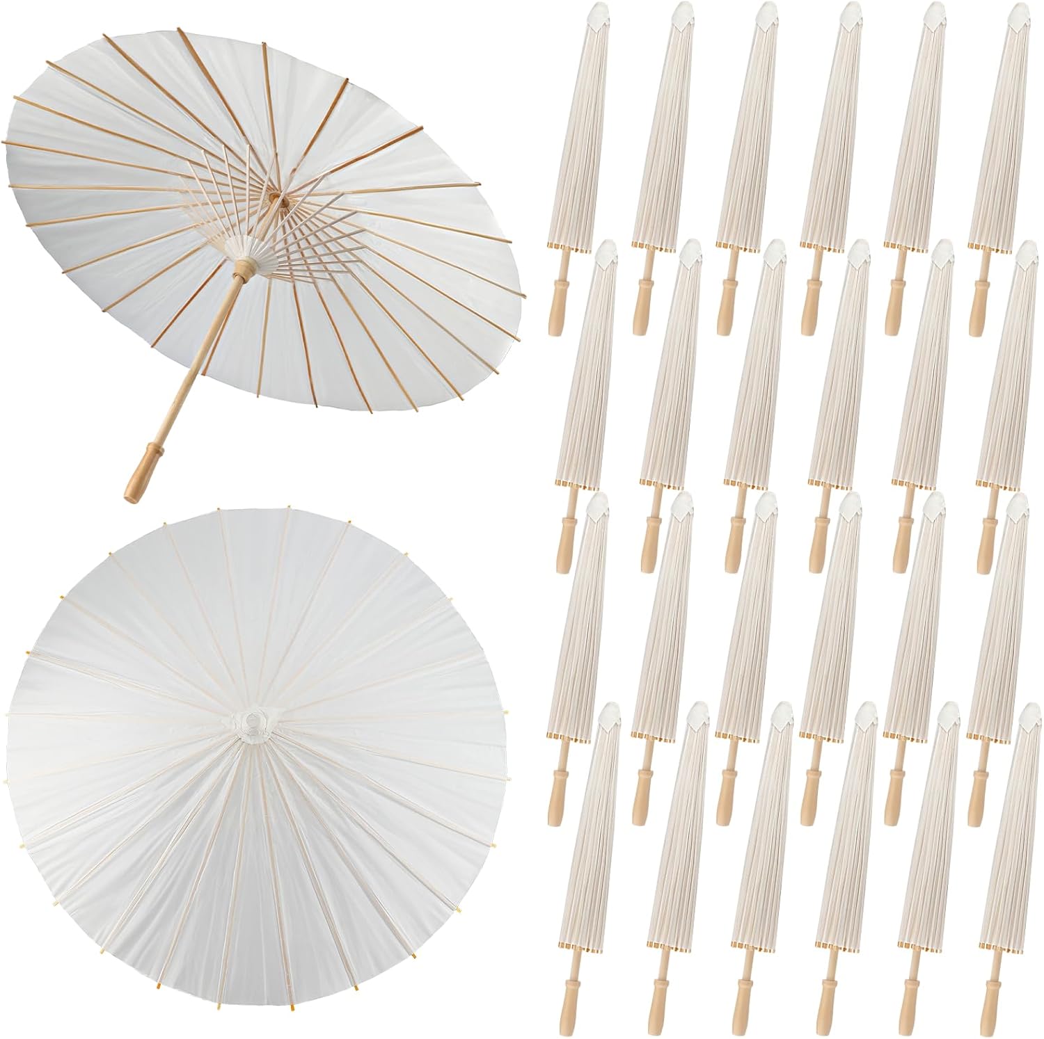 24 Pieces 33 Inches Large White Paper Umbrellas by SAYAYA
