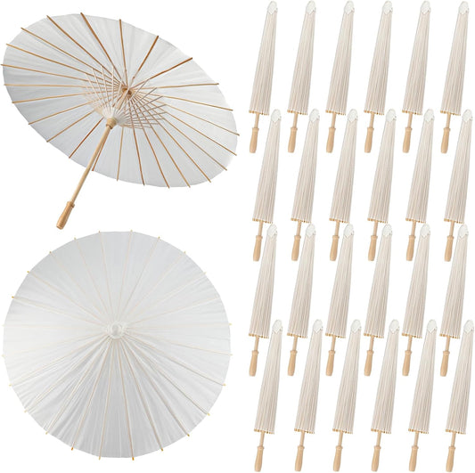 24 Pieces 33 Inches Large White Paper Umbrellas by SAYAYA