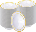 200 Pack Plastic Bowls with Gold Rim for Elegant Dining Events