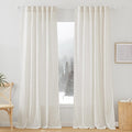 Linen Texture Sheer Curtains 84 in - Semi Sheer Rustic Drapes