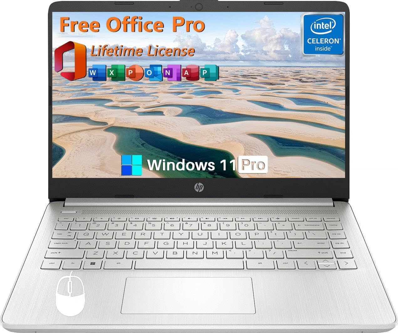 HP 14 Inch Laptop with Office License and Windows 11 Pro