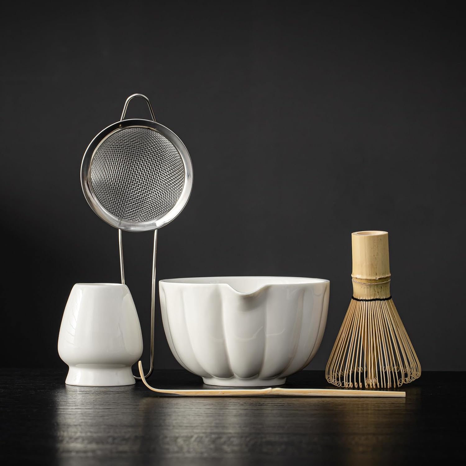 Matcha Whisk Set with Ceramic Bowl and Bamboo Tools for Lovers