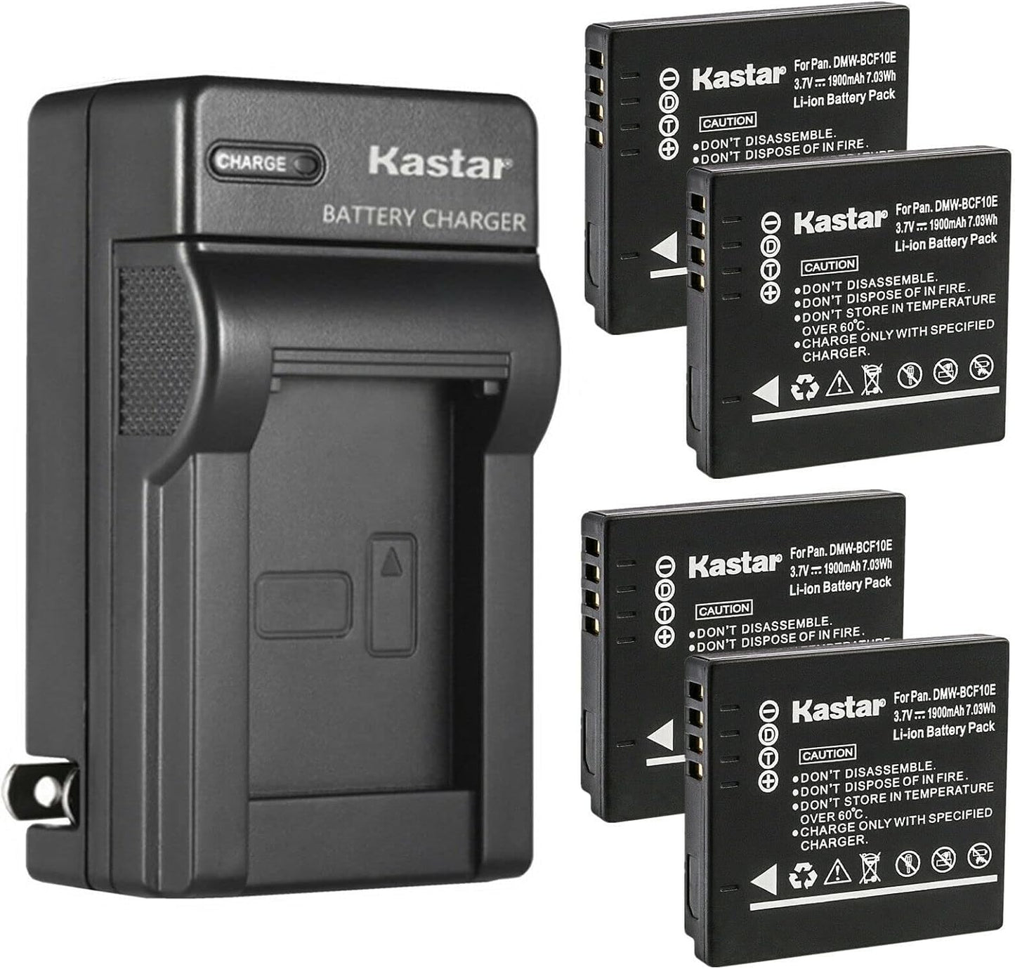 Kastar 4-Pack Battery and AC Wall Charger for Panasonic Cameras