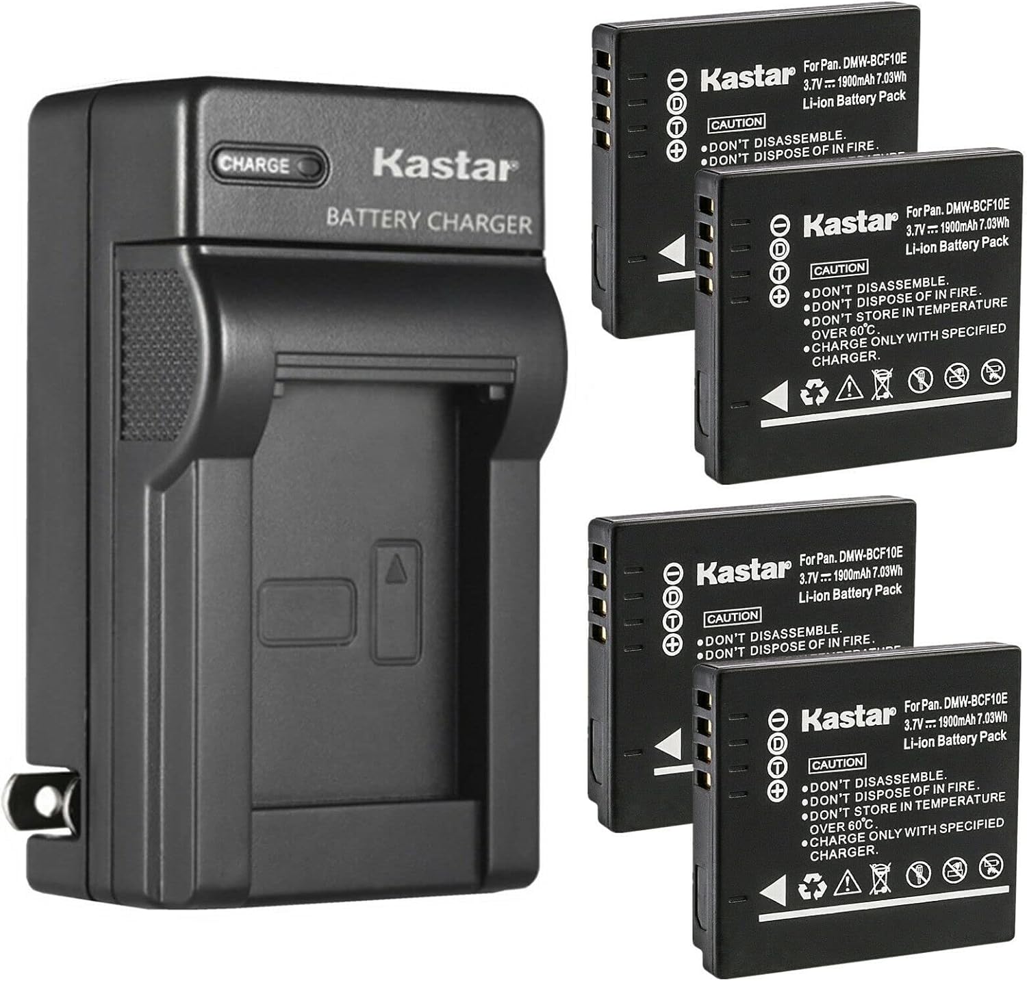 Kastar 4-Pack Battery and AC Wall Charger for Panasonic Cameras